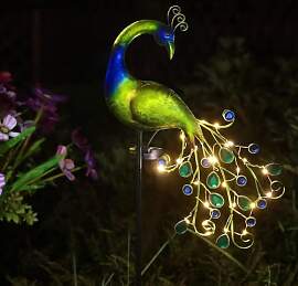 Solar Gartenleuchte Metall Pfau Gartendeko