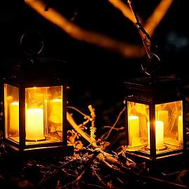 Solar Laterne Außen mit LED Kerze, 2 Stück