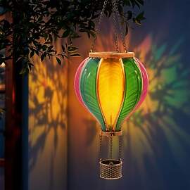 Solar LED Heißluftballon Lampe bunt zum Hängen - 