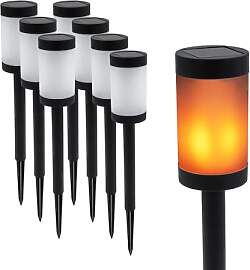 Solar Wegeleuchte mit 12 Flammen LED 41 x 6 cm -
