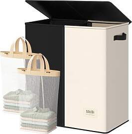 SOLEDI 145L Wäschekorb, Wäschesammler 2 fächer