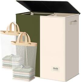 SOLEDI 145L Wäschekorb, Wäschesammler 2 fächer