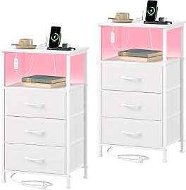 Somdot Nachttisch mit Ladefunktion, LED,