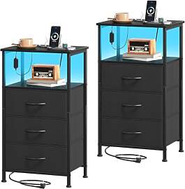 Somdot Nachttisch mit Ladefunktion, LED,