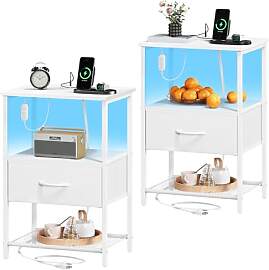 Somdot Nachttisch mit Ladefunktion, LED,