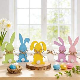 Songjum 6 Stück Osterhase Holz Aufsteller