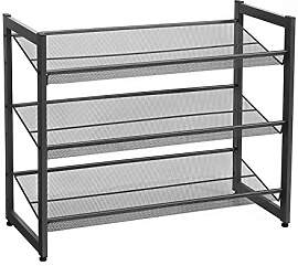 SONGMICS 3 Ebenen Metall-Schuhregal, Meshregal,