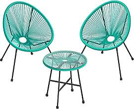 SONGMICS Balkonmöbel, Gartenmöbel-Set, 3er Set,