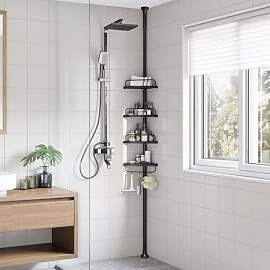 SONGMICS Duschregal, Eckregal Bad, mit 4 Ablagen,