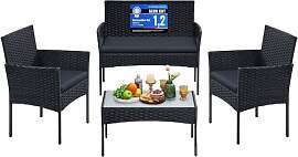 SONGMICS Gartenmöbel-Set, 4-teilig, Balkonmöbel