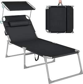 SONGMICS Große Sonnenliege, klappbarer