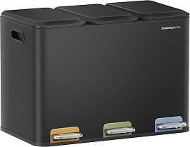 SONGMICS HOME Mülleimer Küche, 3 x 15 L Fächer, 