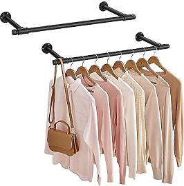 SONGMICS Kleiderstange für die Wand, 2er Set,