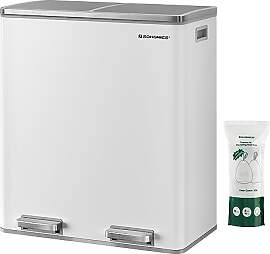 SONGMICS Mülleimer, 2 x 30 Liter, 2 Fächer,