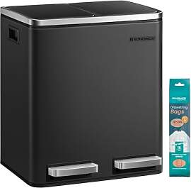 SONGMICS Mülleimer Küche, 2 x 15 Liter,