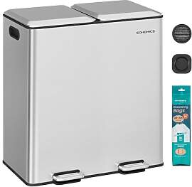 SONGMICS Mülleimer Küche, 2 x 30 L, 2 Fächer,