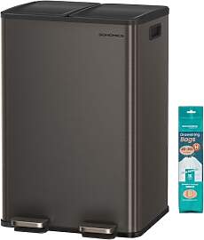 SONGMICS Mülleimer Küche, 2 x 30 Liter, 2