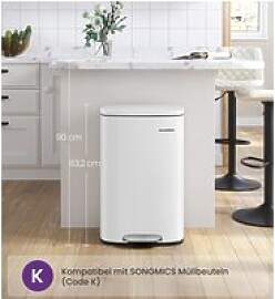 SONGMICS Mülleimer Küche, 50 Liter, Abfalleimer, 