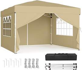 SONGMICS Pavillon, 3 x 3 m mit Seitenwänden,