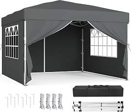 SONGMICS Pavillon, 3 x 3 m mit Seitenwänden,