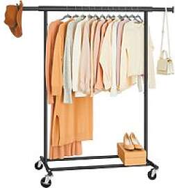 SONGMICS Rollgarderobe schwarz Metall 92,0 - 132,0 