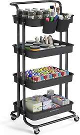 SONGMICS Rollwagen, 4 Ebenen, Servierwagen,