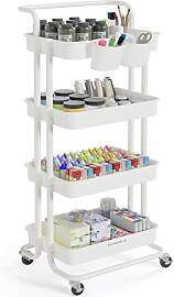 SONGMICS Rollwagen, 4 Ebenen, Servierwagen,