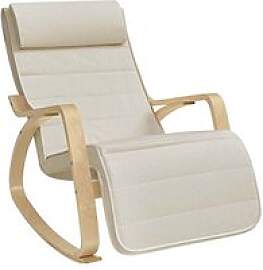 SONGMICS Schaukelstuhl beige braun Stoff 67,0 x