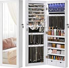 SONGMICS Schmuckschrank hängend, Wandspiegel, 6