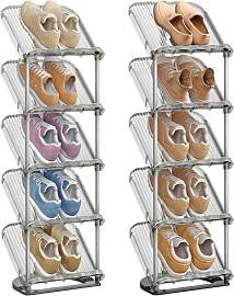 SONGMICS Schuhregal, 5 Ebenen, 2er Set, schräge