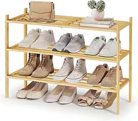 SONGMICS Schuhregal aus Bambus, Schuhablage 3