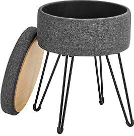 SONGMICS Sitzhocker, runder Hocker mit Stauraum,