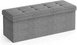SONGMICS Sitztruhe LSF77G hellgrau Stoff 110,0 cm