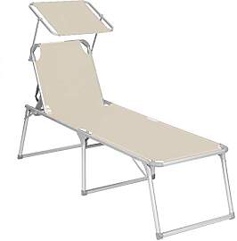 SONGMICS Sonnenliege mit Dach, Liegestuhl,