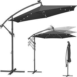 SONGMICS Sonnenschirm mit LED-Solar-Beleuchtung,