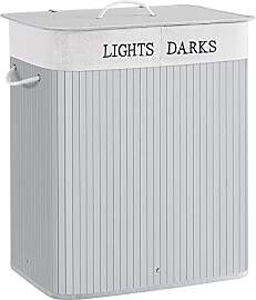 SONGMICS Wäschekorb 2 Fächer, 100 L