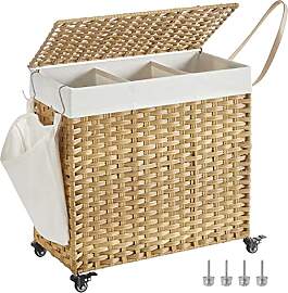 SONGMICS Wäschekorb mit Deckel, 140 L,