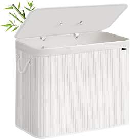 SONGMICS Wäschekorb mit Deckel, 3 Fächer, 170