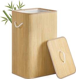 SONGMICS Wäschekorb mit Deckel, 90 L,