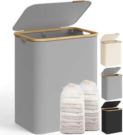 SONGMICS Wäschekorb mit Deckel, Wäschesammler