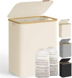 SONGMICS Wäschekorb mit Deckel, Wäschesammler