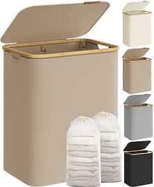 SONGMICS Wäschekorb mit Deckel, Wäschesammler