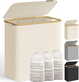 SONGMICS Wäschekorb mit Deckel, Wäschesammler