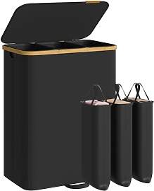 SONGMICS Wäschekorb mit Deckel, Wäschesammler,