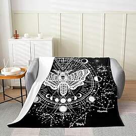 Sonne und Mond Flanelldecke 150 x 200 cm Schwarz