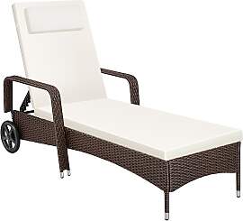 Sonnenliege Rattan mit Rollen - braun gemischt