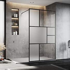 SONNI DIY Duschwand 100 x 200 cm Walk In Schwarz