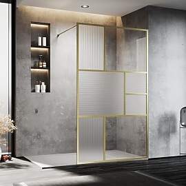 SONNI DIY Duschwand 90 x 200 cm Walk In Gold