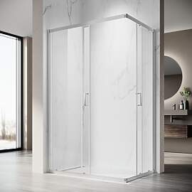SONNI Duschkabine Eckeinstieg mit Schiebetür,
