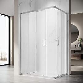 SONNI Duschkabine Eckeinstieg mit Schiebetür,